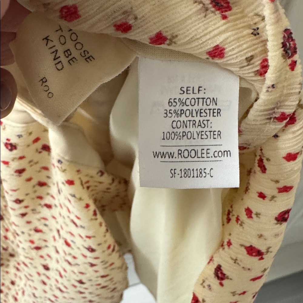 ROOLEE Cream Floral Maxi Dress Vneckline Shortsleeved Size XL - Picture 6 of 6